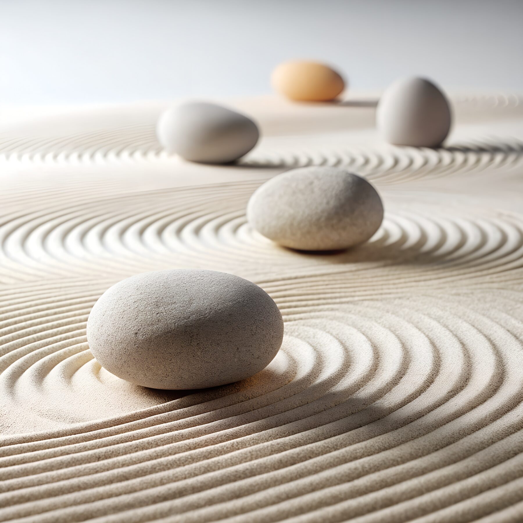 Smooth decorative stones arranged in an Iowa zen garden creating a peaceful backyard meditation space